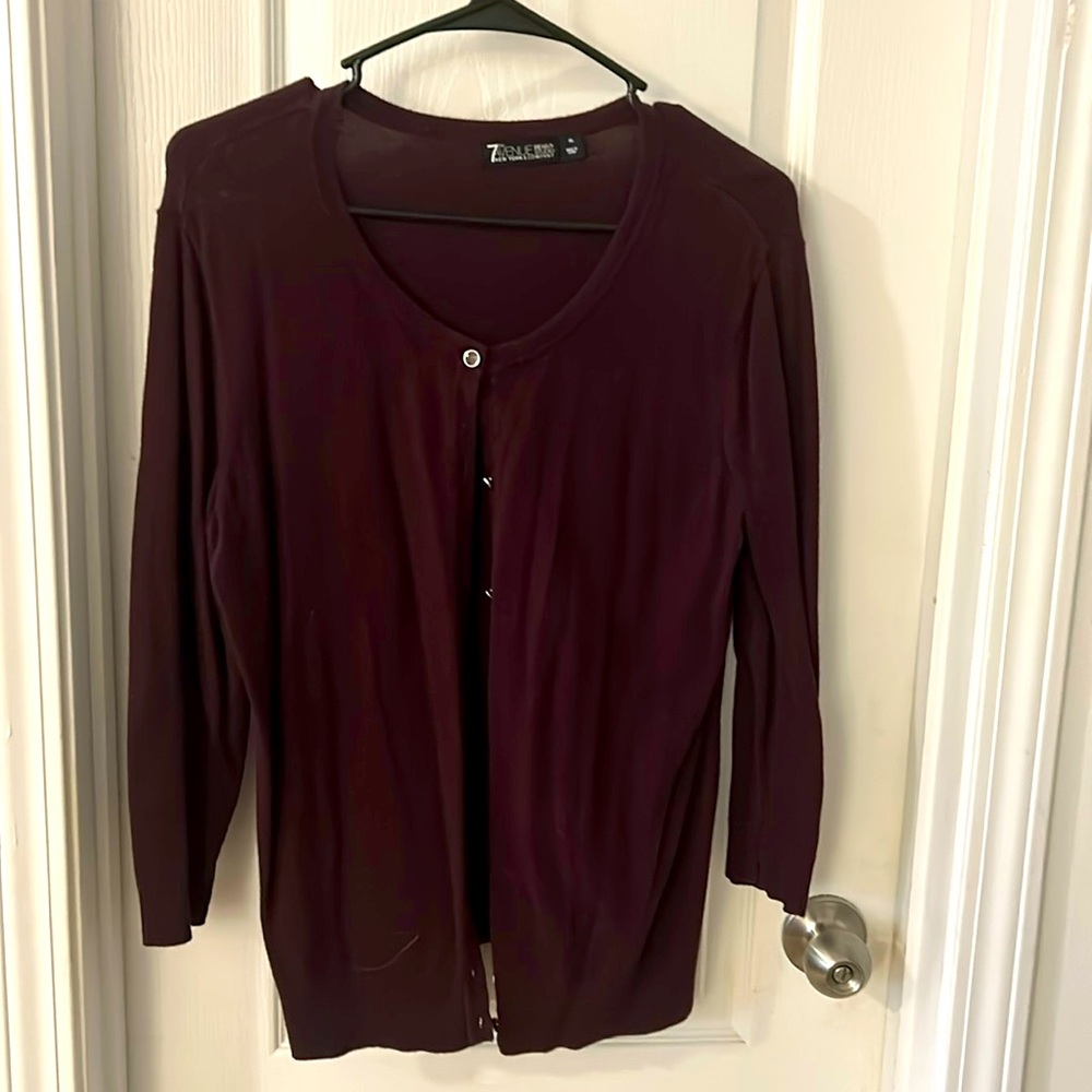 NY&Co cardigan, burgundy.